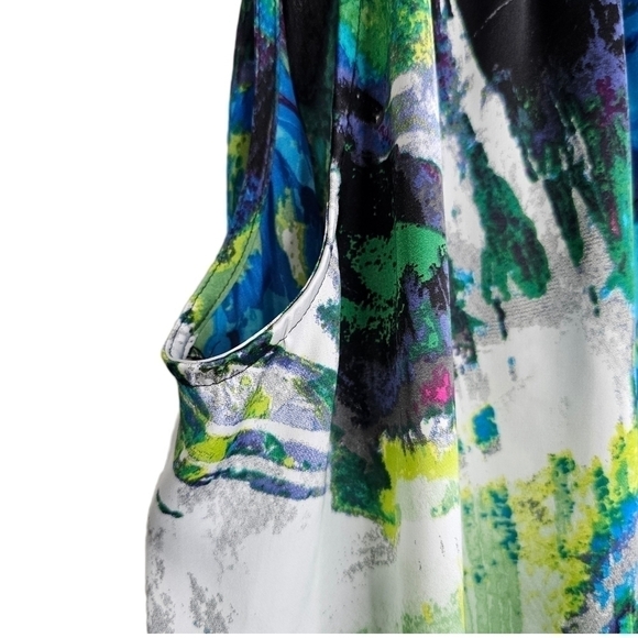 Lane Bryant halter top satin water color floral green white blue grey 18… - Picture 6 of 9